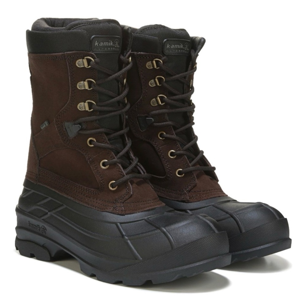Kamik Thinsulate NationPro Insulated Waterproof Brown Winter Snow Boots Mens 9